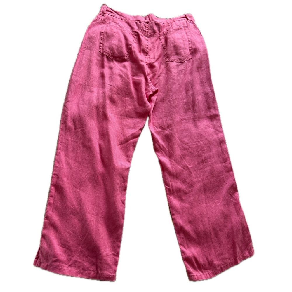 Lauren Ralph Lauren Pink 100% Linen Wide Leg Pants Womens 14 High Rise Trousers - Picture 8 of 8